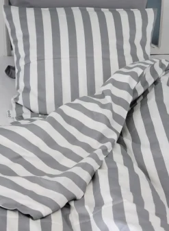 Blok Strib Sengelinned, Grå, 140x220 cm