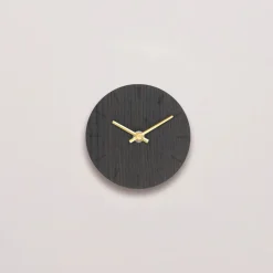 Bord- & Vægur, Dark Oak/ Gold, Ø12 cm