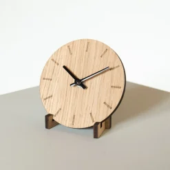 Bord- & Vægur, Light Oak/Black, Ø12 cm