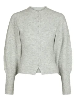 Briano Soft Knit Cardigan, Light Grey Melange, 40