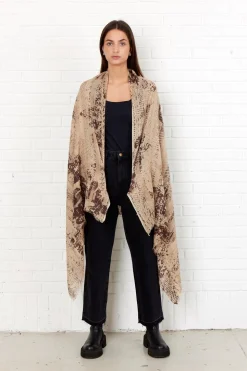 Brocade Tørklæde, Sand/Brown