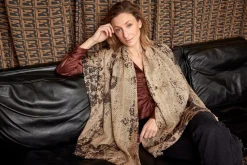 Brocade Tørklæde, Sand/Brown