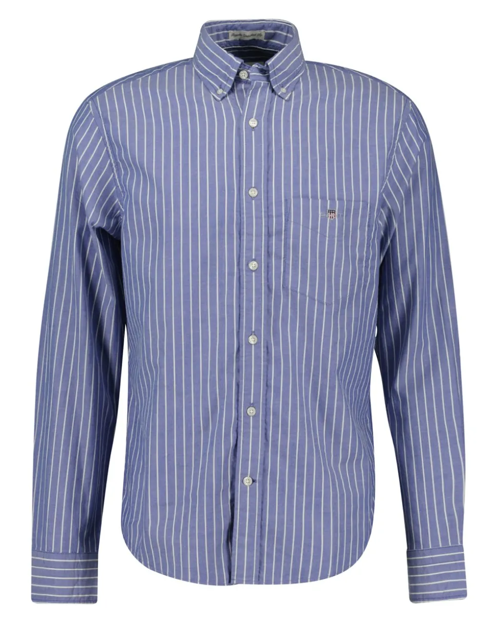 Brushed Twill Stripe Skjorte, College Blue, L