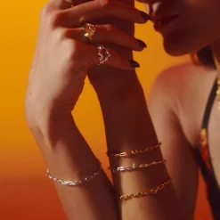 Burning Flames Armbånd, Silver, 18 cm