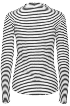 CandaceKB Langærmet T-shirt, Egret/Meteorite Stripe, M
