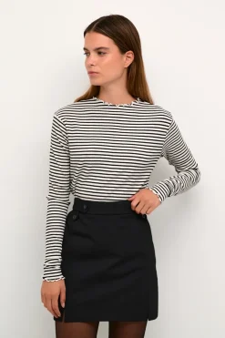 CandaceKB Langærmet T-shirt, Egret/Meteorite Stripe, M