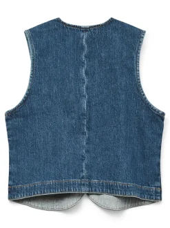 Carley Rhinetone Vest, Medium Blue Denim, M