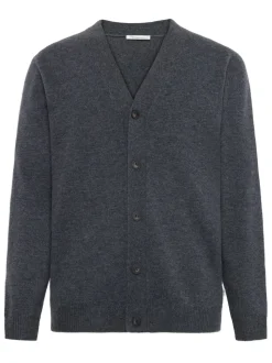 Cashmere Knit Cardigan, Dark Grey Melange, L