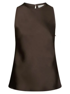 Celina Heavy Sateen Top, Dark Brown, 40