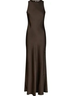 Celinie Heavy Sateen Kjole, Dark Brown, 36