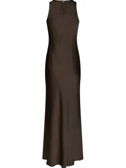 Celinie Heavy Sateen Kjole, Dark Brown, 36