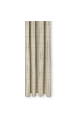 Chambray Badeforhæng, Grid /Sand, 160x205 cm