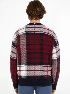 Check Texture Striktrøje, Deep Rouge Multi, XL