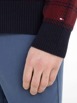 Check Texture Striktrøje, Deep Rouge Multi, XL