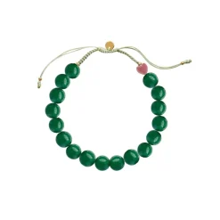 Cherie Bon Bon Armbånd, Gold Plated/Green Jade, 17-25 cm