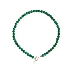 Cherie Bon Bon Halskæde, Gold Plated/Green Jade, 45 cm