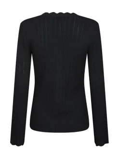 Clara Stitch Knit Bluse, Dark Navy, 38