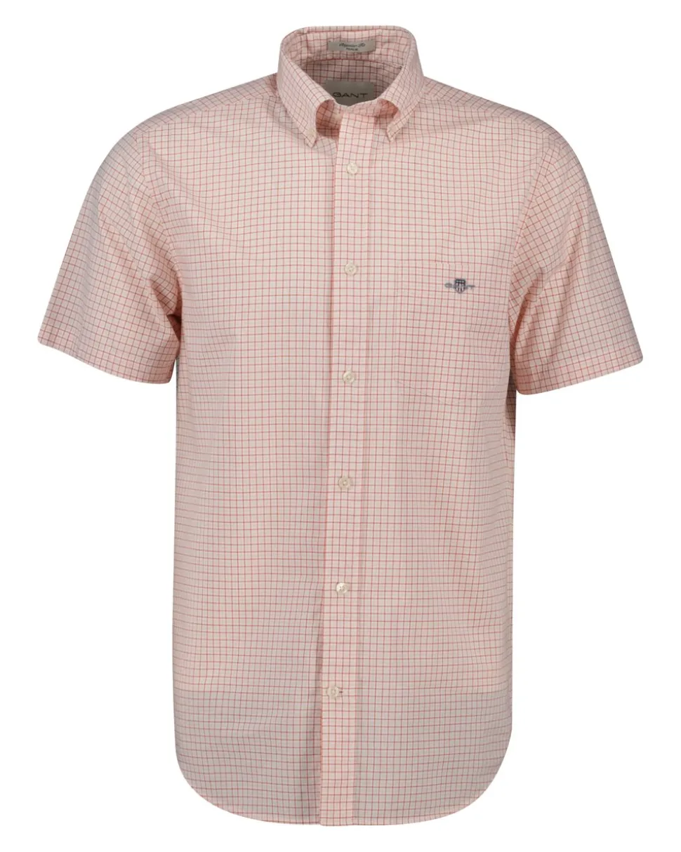 Classic Poplin Check Skjorte, Deep Orange, XL