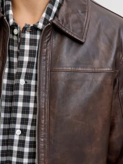 Clean Leather Jakke, Chocolate Brown, L