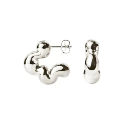 Cloudy Puffer Hoops, Silver