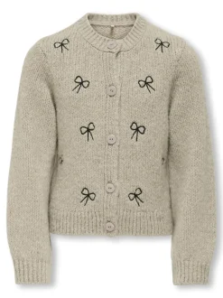 Cody Bow Cardigan, Pumice Stone/Bows, 158-164 cm