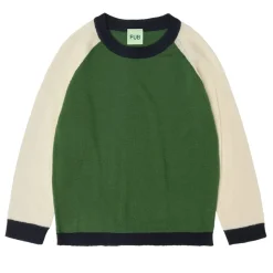 Colour Block Strik Bluse, Forest, 90 cm