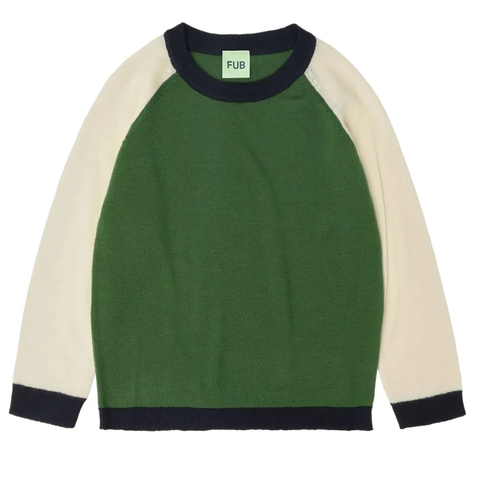 Colour Block Strik Bluse, Forest, 90 cm