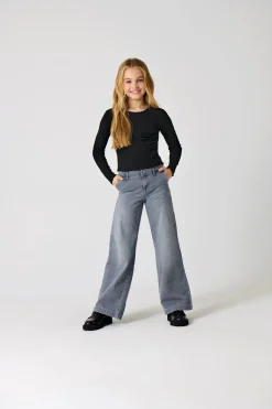 Comet Wide Leg Jeans, Medium Grey Denim, 134 cm