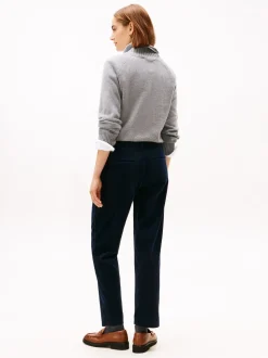 Corduroy Slim Straight Bukser, Dark Night Navy, 38