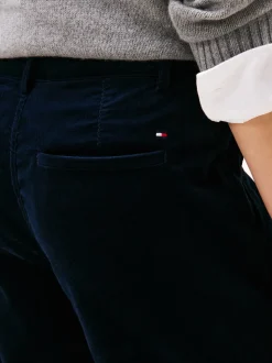 Corduroy Slim Straight Bukser, Dark Night Navy, 38