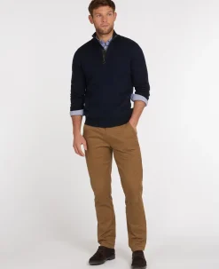 Cotton Half Zip Striktrøje, Navy, S