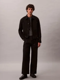 Cotton Pleated Half Elastic Bukser, Black, 34