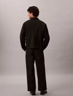 Cotton Pleated Half Elastic Bukser, Black, 34