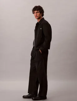 Cotton Pleated Half Elastic Bukser, Black, 34