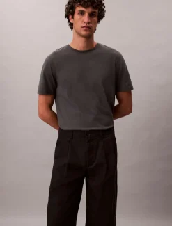 Cotton Pleated Half Elastic Bukser, Black, 34