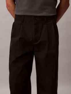 Cotton Pleated Half Elastic Bukser, Black, 34