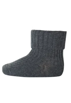 Cotton Rib Baby Strømper, Dark Grey Melange, 25-28