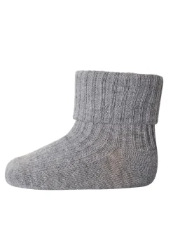 Cotton Rib Baby Strømper, Grey Melange, 15-16