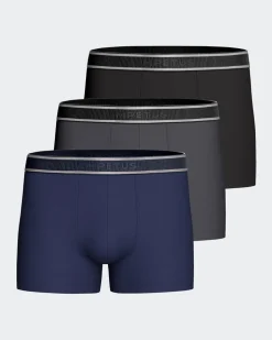 Cotton Stretch 3-pak Boxershorts, Blue/Dark Grey/Black, XL