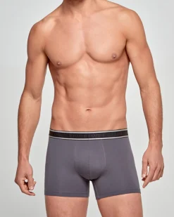 Cotton Stretch 3-pak Boxershorts, Blue/Dark Grey/Black, XL