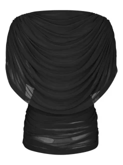 Cottuna Drapy Mesh Top, Black, 36