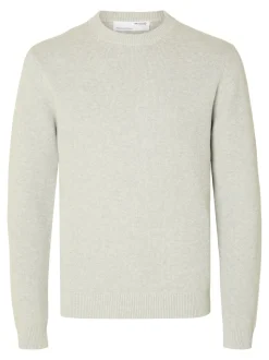 Dane Structure Crew Neck Striktrøje, Light Grey Melange, L