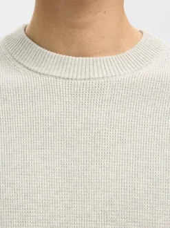 Dane Structure Crew Neck Striktrøje, Light Grey Melange, L
