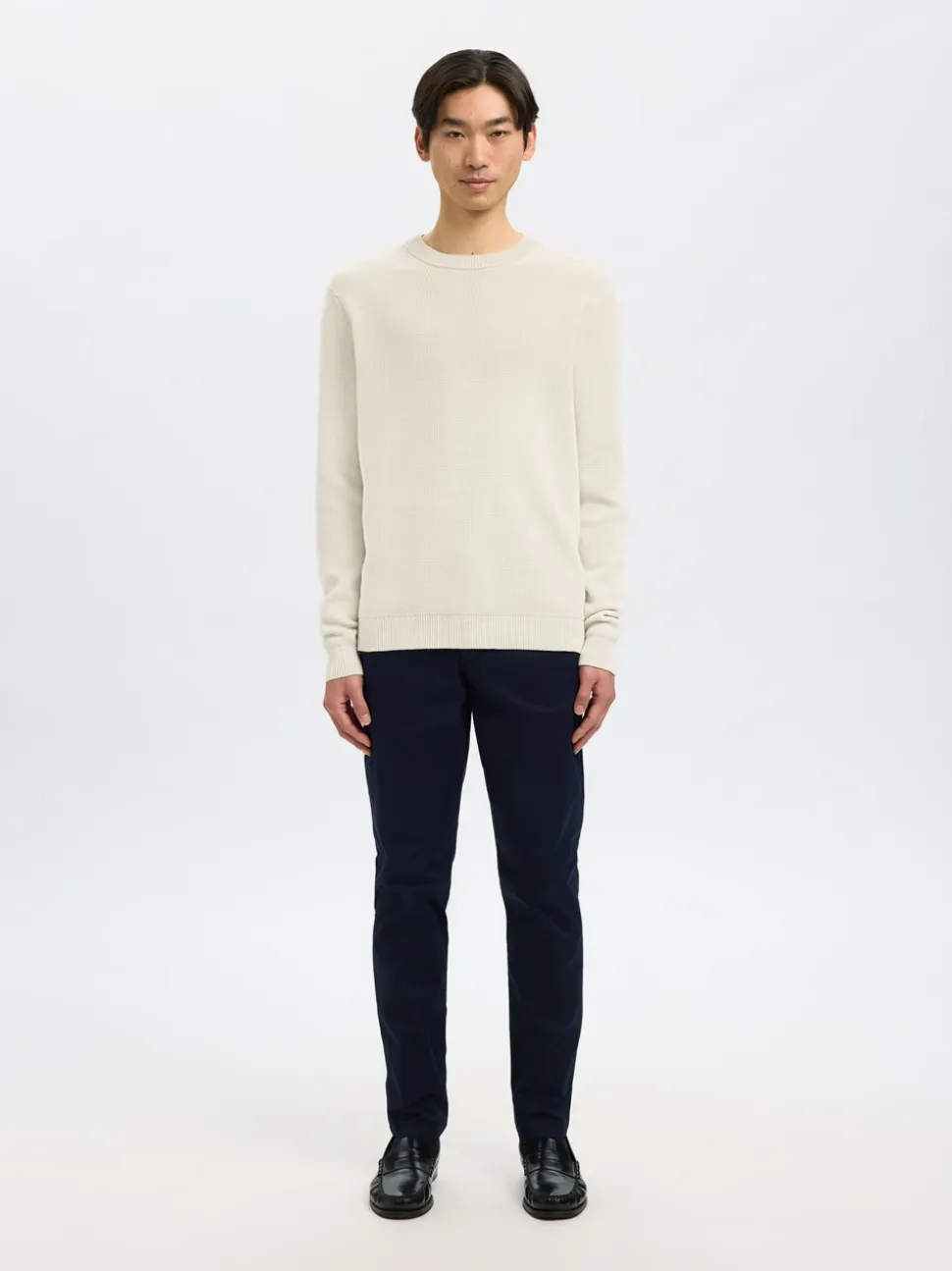 Dane Structure Crew Neck Striktrøje, Oatmeal, L