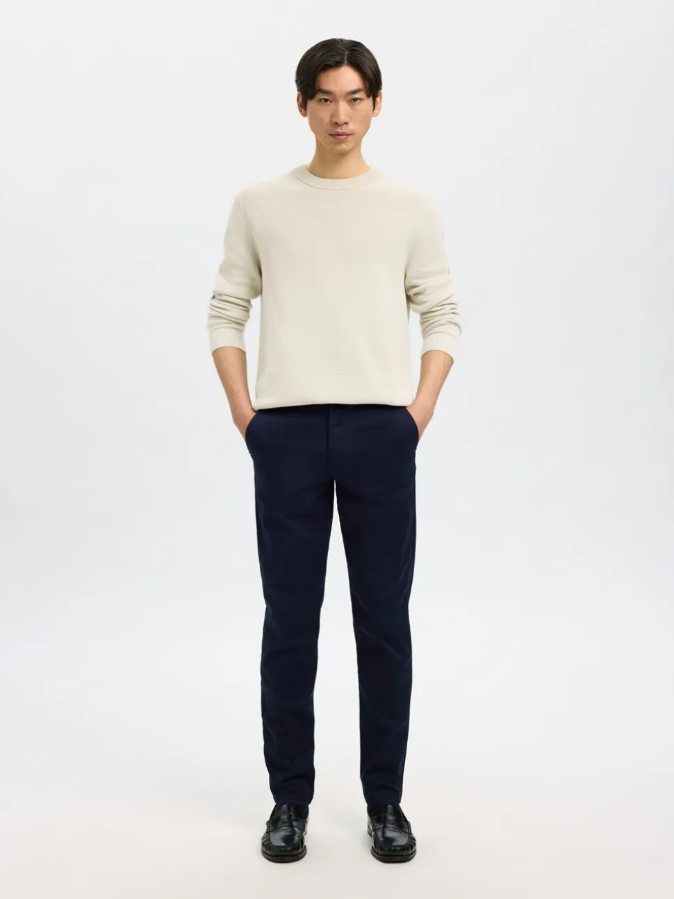 Dane Structure Crew Neck Striktrøje, Oatmeal, L