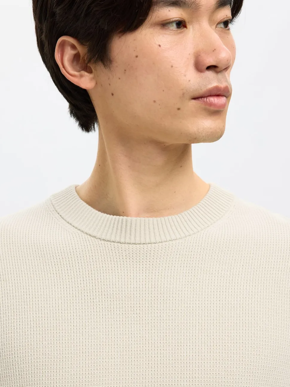 Dane Structure Crew Neck Striktrøje, Oatmeal, L