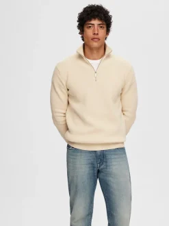 Dane Structure Half Zip Striktrøje, Oatmeal, L