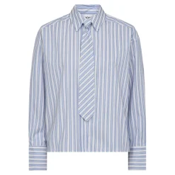 DevinCC Stripe Tie Skjorte, Blue, L