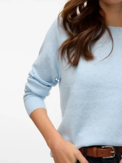 Doffy LS Striktrøje, Cashmere Blue Melange, M