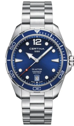 Ds Action C032.451.11.047.00 Herreur, Sølv/Blå, 43 mm